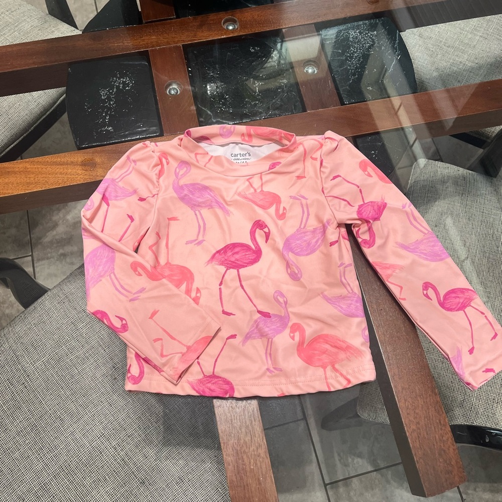 Carter's Pink and Purple Flamingo Rashguard